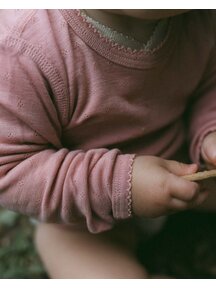 Unaduna Babyshirtje pointelle wol/zijde - cameo rose