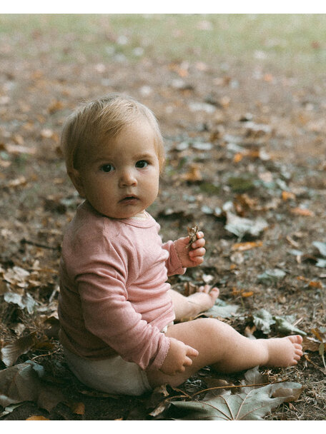 Unaduna Babyshirtje pointelle wol/zijde - cameo rose