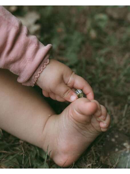 Unaduna Babyshirtje pointelle wol/zijde - cameo rose