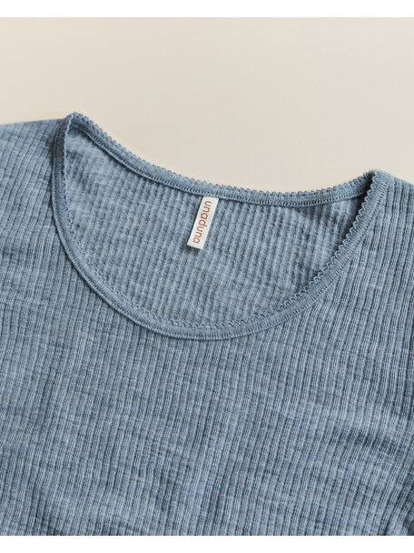 Unaduna Dameshemd long sleeves van wol rib - nila