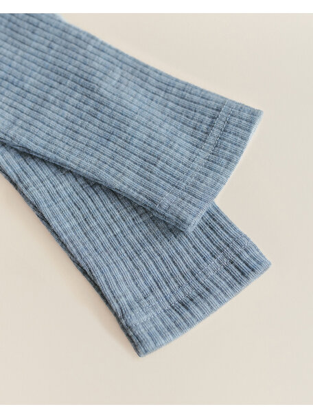 Unaduna Dameshemd long sleeves van wol rib - nila