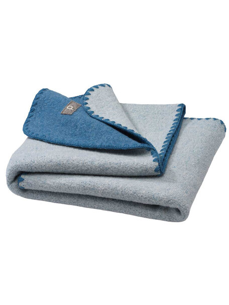 Disana Wollen doubleface deken - dove blue/naturel
