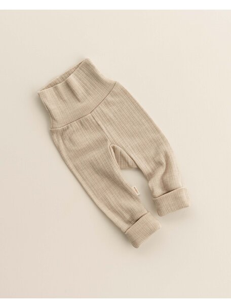 Unaduna Babybroekje 2 in 1 feet rib wol/zijde - maca