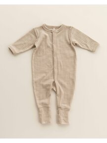 Unaduna Onesie 2 in 1 feet rib wol/zijde - maca