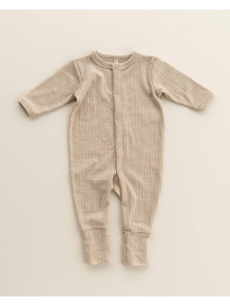 Unaduna Onesie 2 in 1 feet rib wol/zijde - maca
