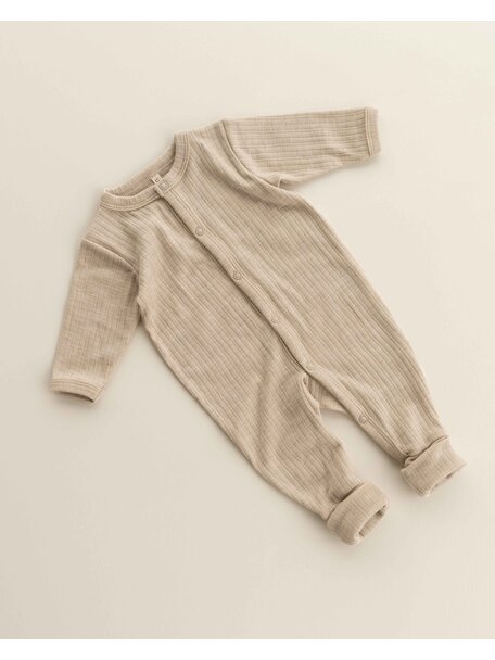Unaduna Onesie rib 2 in 1 feet rib wol/zijde - maca