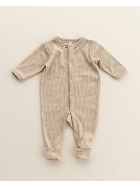 Unaduna Onesie 2 in 1 feet rib wol/zijde - maca