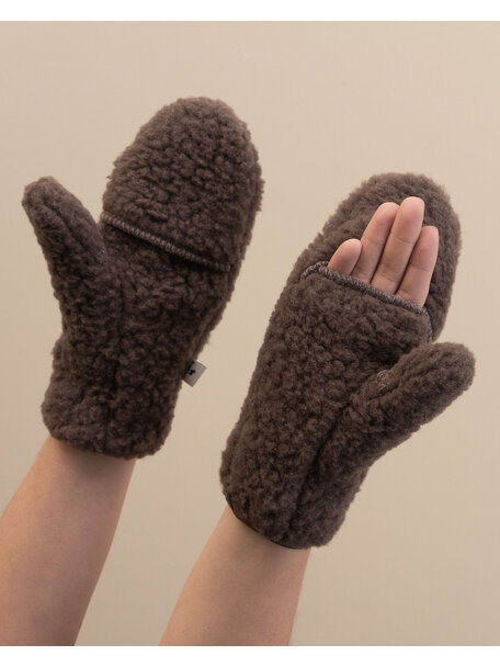 Alwero Wol pluche dames wanten - choco