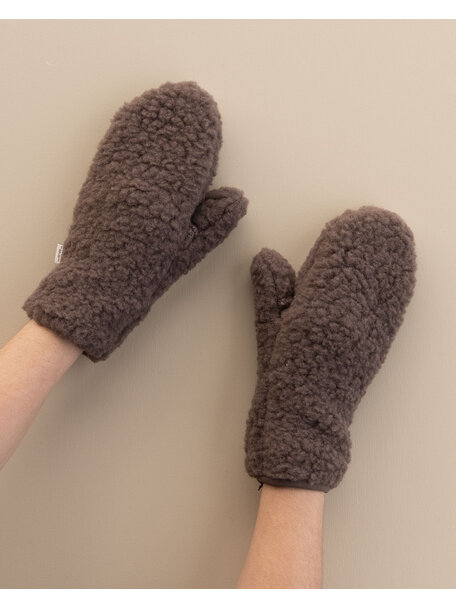 Alwero Wol pluche dames wanten - choco