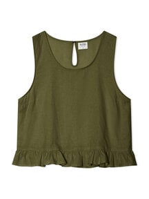 Matona Mouwloze top - olive