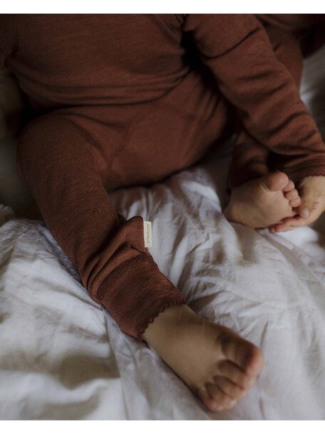 Unaduna Babylegging pointelle wol/zijde - henna dune