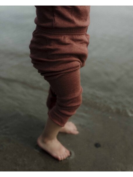 Unaduna Babylegging pointelle wol/zijde - henna dune