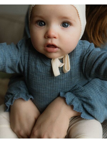 Unaduna Babyshirtje van wol rib - nila