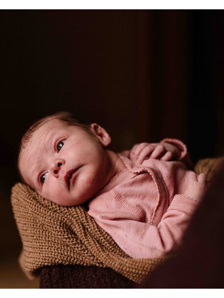 Unaduna Wikkelrompertje pointelle wol/zijde - cameo rose