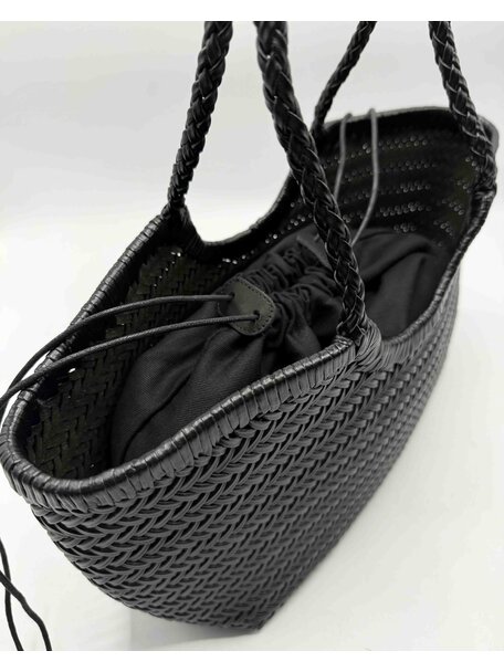 Sook Handgeweven leren tas Carmel - zwart