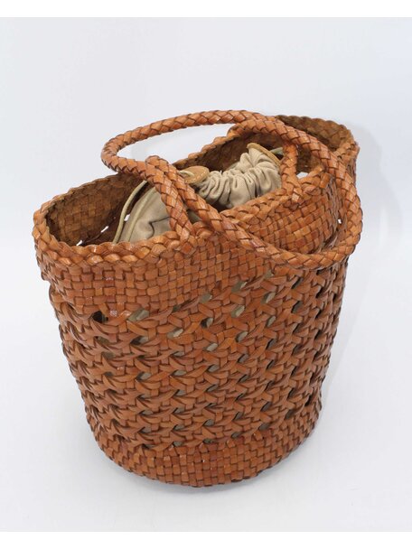 Sook Handgeweven leren tas Ivy - caramel