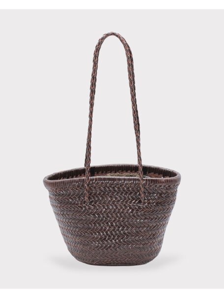 Sook Handgeweven leren bucket bag  Carmel - chocolate