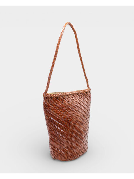 Sook Handgeweven leren bucket bag Esmée - caramel