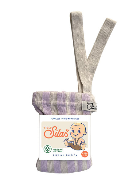Silly Silas Maillot met bretels zonder voetjes - lavender/cream striped