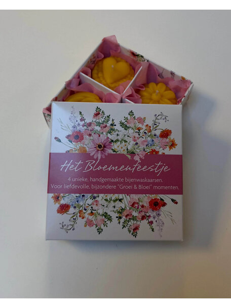 De Muisjes Het Bloemenfeestje bijenwas kaarsjes