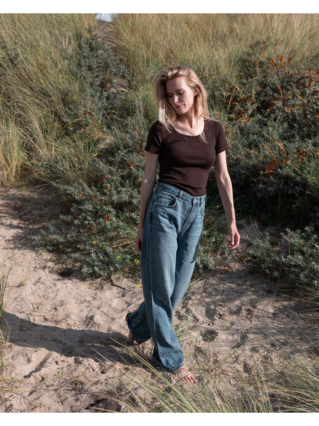 Unaduna Dameshemd short sleeves tiny rib wol - kladdkaka