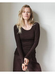 Unaduna Dameshemd long sleeves tiny rib wol - kladdkaka