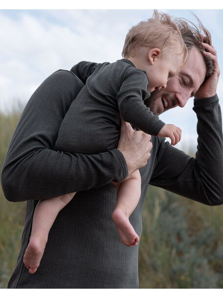 Unaduna Heren longsleeves rib wol/zijde - wakame