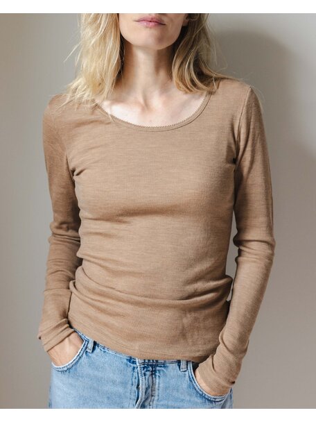 Unaduna Dameshemd long sleeves tiny rib wol - semla