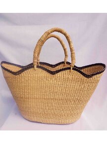Handmade in Ghana Handgevlochten Bolga tas - wave
