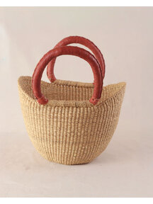 Handmade in Ghana Handgevlochten Bolga tas klein - naturel