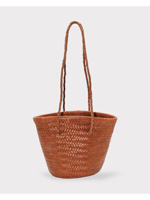 Sook Handgeweven leren bucket bag Carmel - caramel