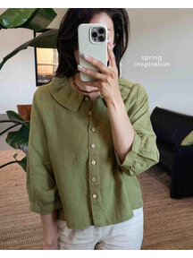 Matona Blouse met kraag - cardamon