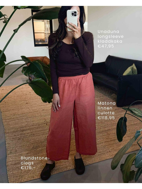 Matona Dames culotte van linnen - rooibos