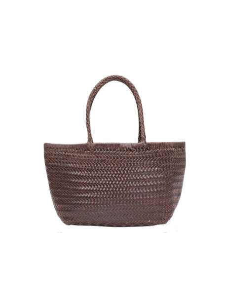 Sook Handgeweven leren tas Lou - coffee