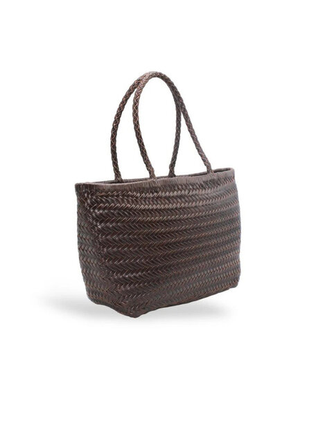 Sook Handgeweven leren tas Lou - coffee