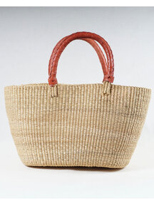 Handmade in Ghana Handgevlochten Bolga tas - naturel