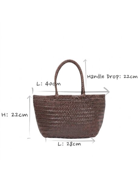 Sook Handgeweven leren tas Lou - coffee