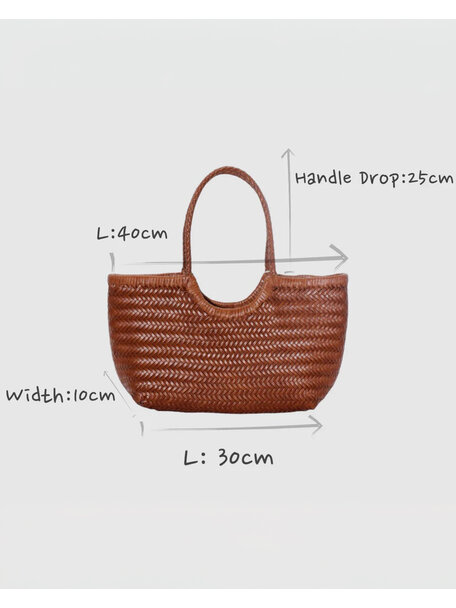 Sook Handgeweven leren tas Carmel - caramel