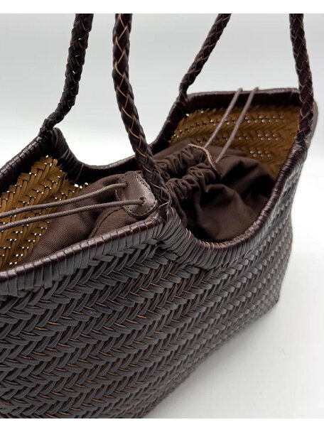 Sook Handgeweven leren tas Carmel - coffee