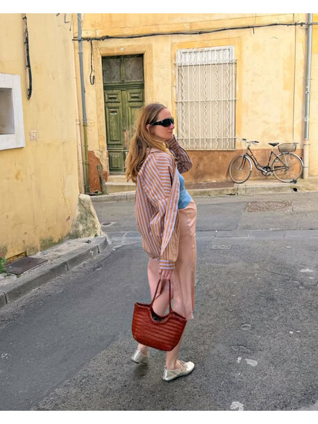 Sook Handgeweven leren tas Carmel - caramel