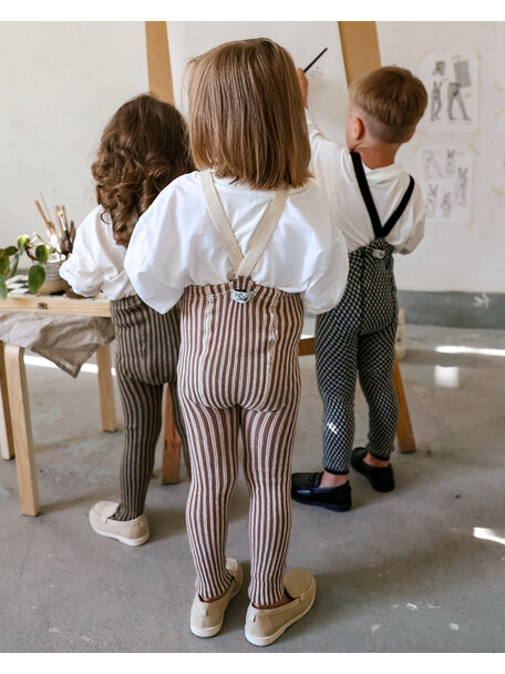 Silly Silas Maillot met bretels zonder voetjes - granola/cream striped