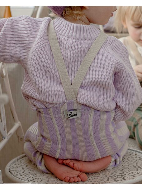 Silly Silas Maillot met bretels zonder voetjes - lavender/cream striped