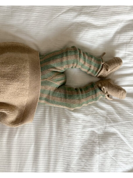 Silly Silas Maillot met bretels zonder voetjes - matcha/peanut striped
