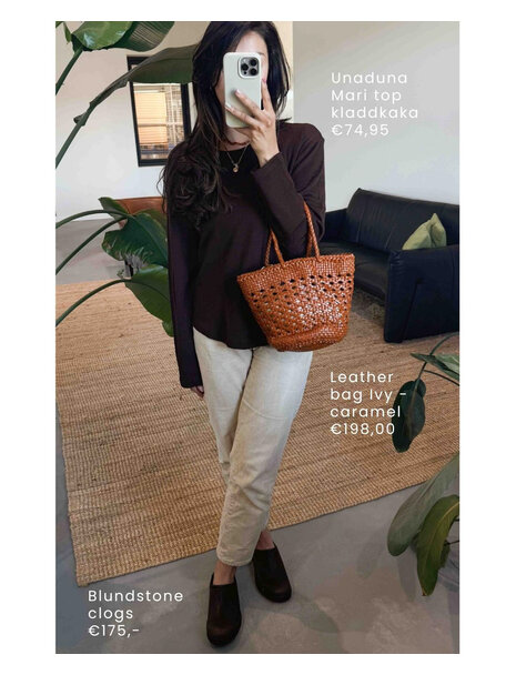Sook Handgeweven leren tas Ivy - caramel