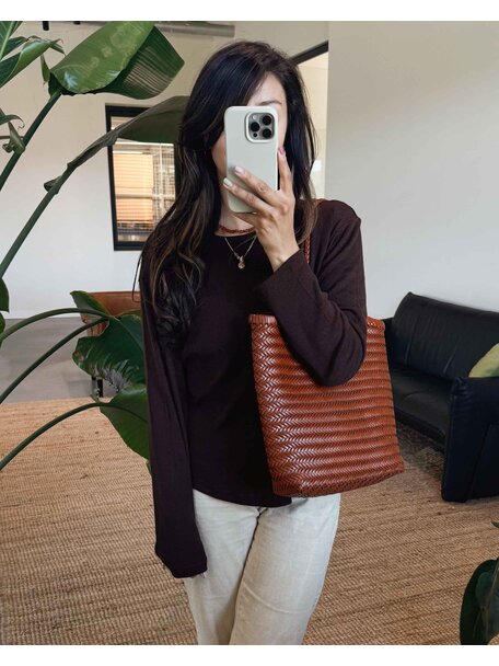 Sook Handgeweven leren tas Liv - caramel
