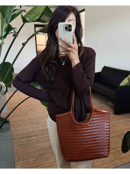 Sook Handgeweven leren tas Liv - caramel
