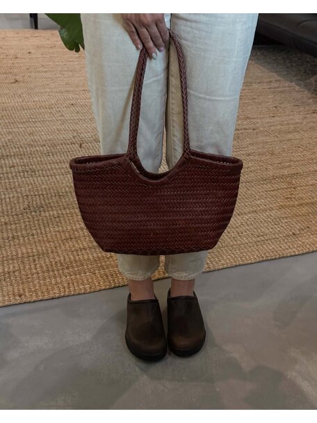 Sook Handgeweven leren tas Carmel - caramel