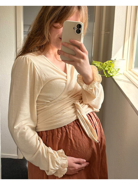 Unaduna Overslag blouse pointelle wol/zijde - munkki