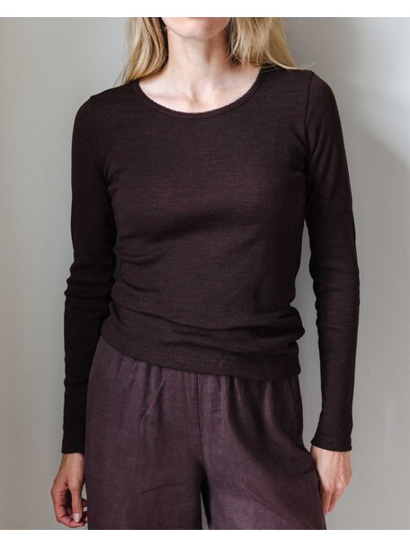 Unaduna Dameshemd long sleeves tiny rib wol - kladdkaka