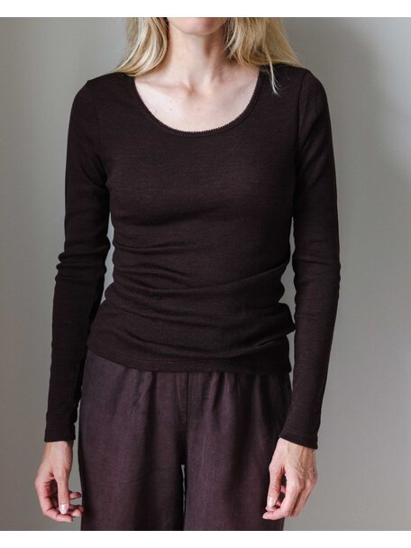Unaduna Dameshemd long sleeves tiny rib wol - kladdkaka